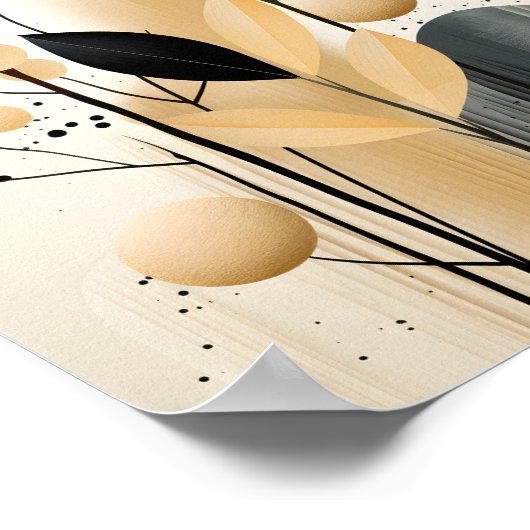 自然芸術的抽象芸術紅葉 ポスター (角)