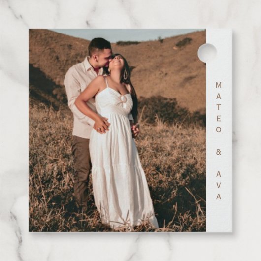 自然茶色の馬の写真の結婚追加 フェイバータグ (裏面)