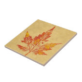 自然葉プリント秋カエデの黄色と赤 タイル (側面)