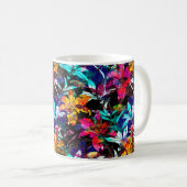 自然葉花と水彩継ぎ目 コーヒーマグカップ (正面右)