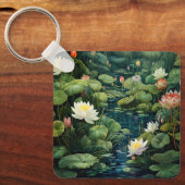 自然蓮の水ゆり池の風景 キーホルダー (正面)