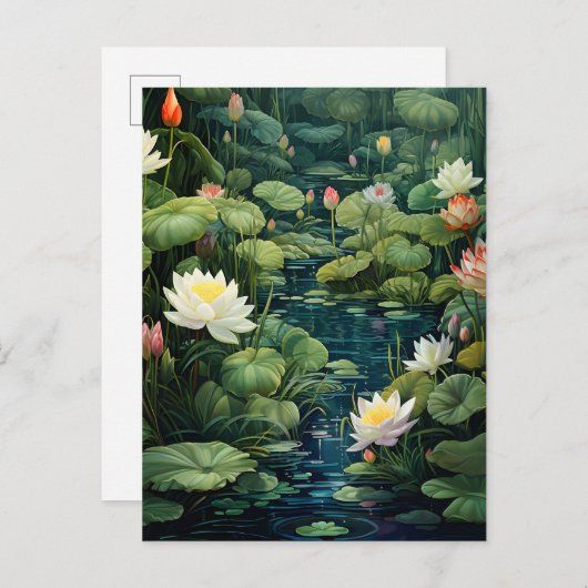 自然蓮の水ゆり池の風景 案内ポストカード (正面/裏面)