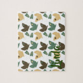 自然蝶とフローラ緑 ジグソーパズル (縦)