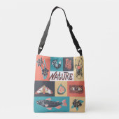 自然要素、レトロスタイルアイコン。 クロスボディバッグ (裏面)