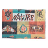 自然要素、レトロスタイルアイコン。 枕カバー (裏面)