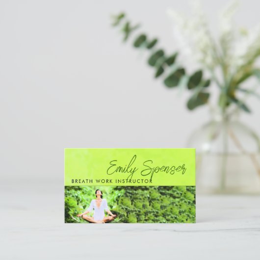 自然訓練セッションでのヨガの呼吸 名刺 (スタンド正面)