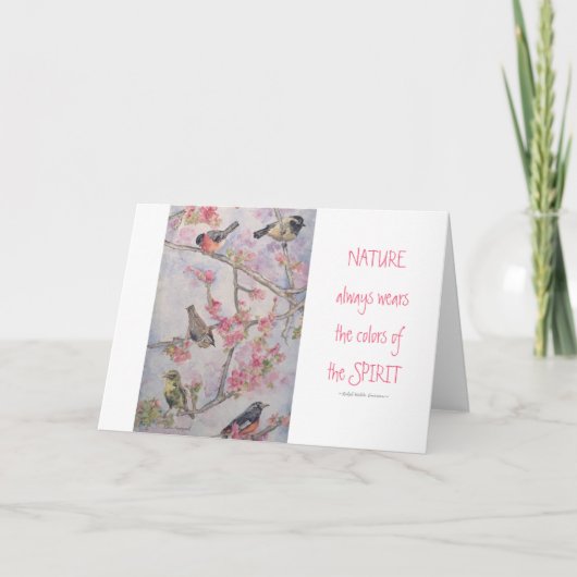 自然詩の鳥の水色グリーティングカード カード (正面)