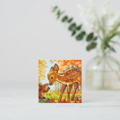 自然調和：リスと鹿 スクエア名刺 (スタンド正面)