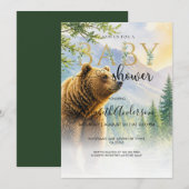 自然豊かな森のクマのベビーシャワー招待状 招待状 (正面/裏面)