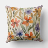 自然野花カラフルフローラプリント クッション (裏面)