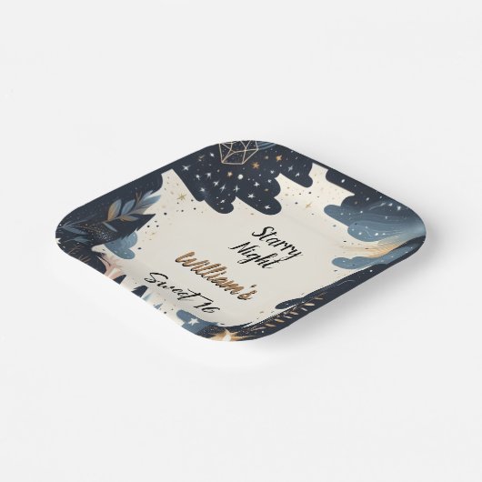 自然銀河系大人かわいい星空の夜スウィート16 ペーパープレート (傾斜あり)