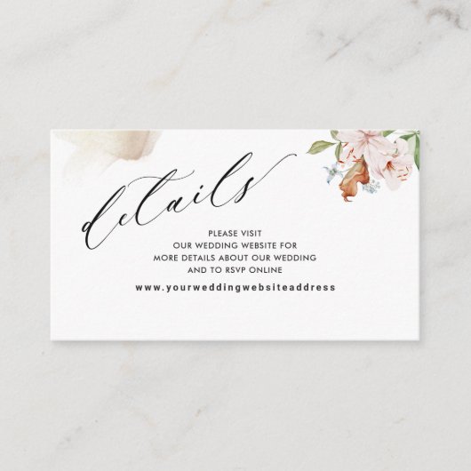 自然開花ベージュ結婚ステインの詳細/ウェブサイト エンクロージャーカード (正面)