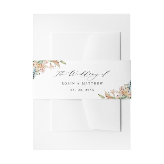 自然開花結婚ズ、ホワイト結婚ズ 招待状ベリーバンド (正面例)