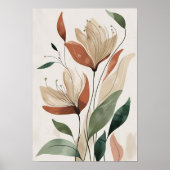 自然開花-抽象芸術植物壁アートIII ポスター (正面)