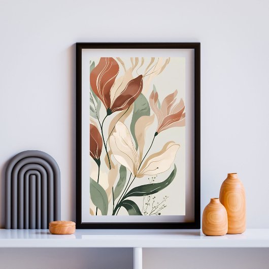 自然開花-抽象芸術植物壁アートIV ポスター