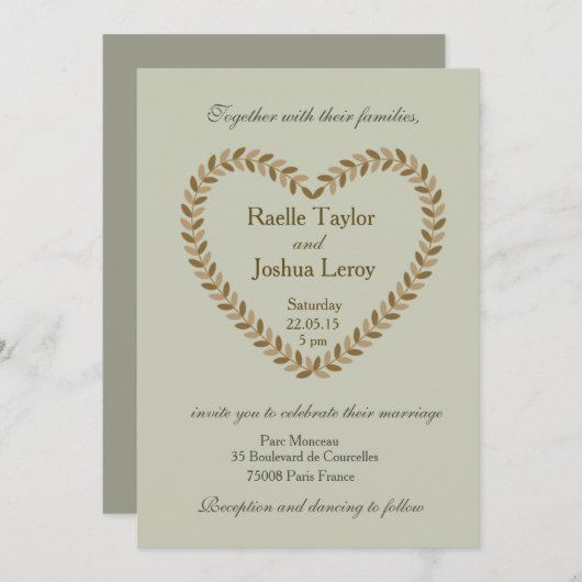 自然離れハート秋の結婚式 招待状 (正面/裏面)