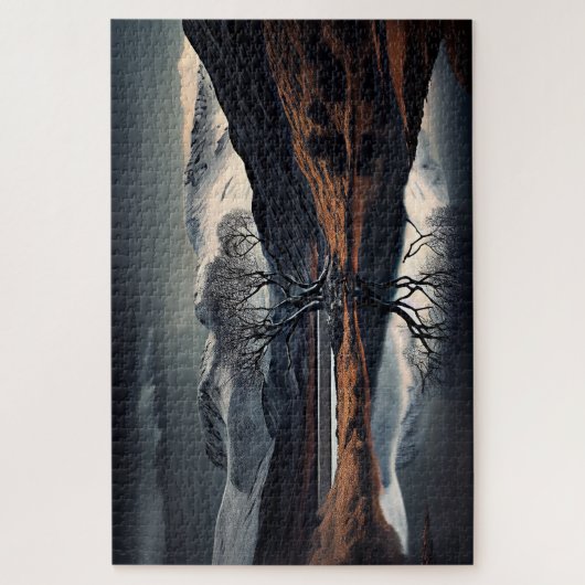 自然静かな美しいが穏やかな水に反射 ジグソーパズル (縦)