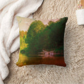 自然風景白鳥飛んでいる クッション (ブランケット)