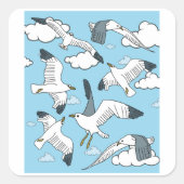 自然飛んでいるの鳥をカモメする スクエアシール (正面)