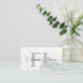 自然鮮やかな大理石の表面の書道モノグラム 名刺 (スタンド正面)