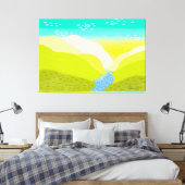 自然鮮やかな明るい色のヒルズ川オリジナルアート キャンバスプリント (インサイチュ (寝室))