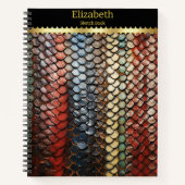 自然鮮やかの芸術を明らかにするヘビ革 ノートブック (正面)