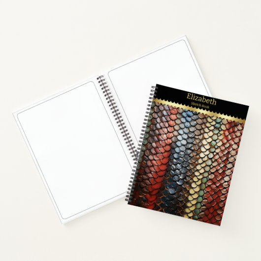 自然鮮やかの芸術を明らかにするヘビ革 ノートブック (内部)