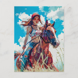自然鮮やか至福の中でアニメ騎馬団 ポストカード