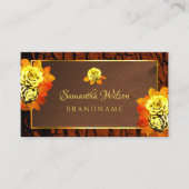 自然黄色の咲くバラ木目の樹皮 名刺 (正面)