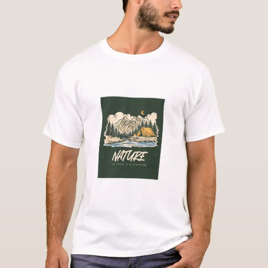 自然:わたしの大好きな遊び場 キャンピングとハイキング Tシャツ (正面)