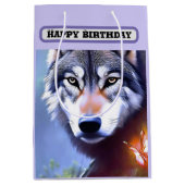 自然・オブ・ザ・ウルフ絵を描油、誕生日 ミディアムペーパーバッグ (正面)