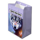 自然・オブ・ザ・ウルフ絵を描油、誕生日 ミディアムペーパーバッグ (裏面アングル)