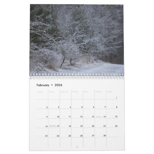 自然 カレンダー (2月 2026)