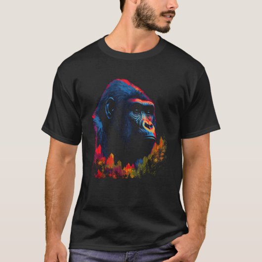 自然 ゴリラ 荒野 Tシャツ (正面)