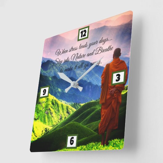 自然 スクエア壁時計 (傾斜)