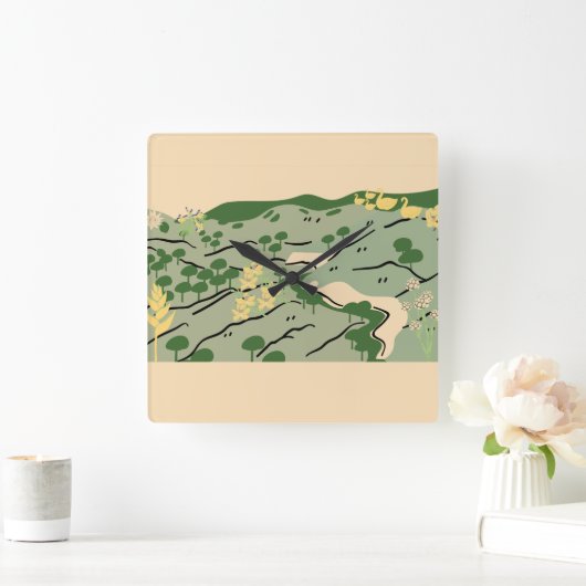 自然 スクエア壁時計 (ホーム)