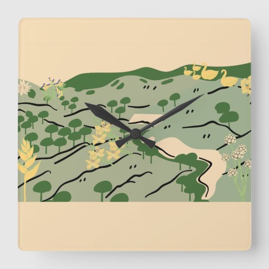 自然 スクエア壁時計 (正面)