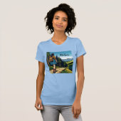 自然 | トレイルを下る女性ハイカー Tシャツ (正面フル)
