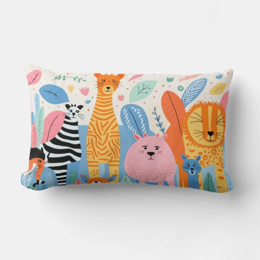 自然・ドードルを持つ想像上の獣 ランバークッション (正面)