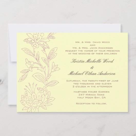 自然/バラ結婚式招待状 招待状 (正面)