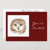 自然、フクロウ、誕生日パーティーに戻る 招待状 (正面/裏面)