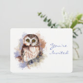 自然、フクロウ、鳥、誕生日パーティーに戻る 招待状 (スタンド正面)