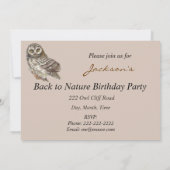 自然、フクロウ、鳥、誕生日パーティーInvitatiに戻る 招待状 (裏面)