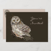自然、フクロウ、鳥、誕生日パーティーInvitatiに戻る 招待状 (正面/裏面)