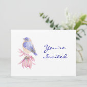 自然、ブルーバード、鳥、誕生日パーティーに戻る 招待状 (スタンド正面)