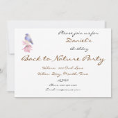 自然、ブルーバード、鳥、誕生日パーティーに戻る 招待状 (裏面)