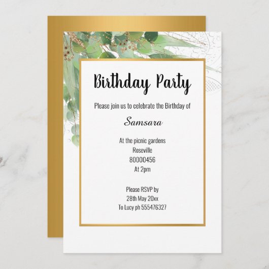 自然&レース金ゴールドすべての行事招待状 招待状 (正面/裏面)