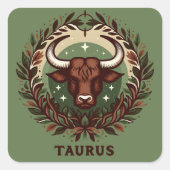 自然，官能的なタウロス〔占星術の〕十二宮図スターサインアートデザイン スクエアシール (正面)