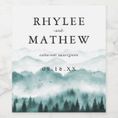 自然 山 松の木 パーソナライズド ワインラベル (シングルラベル)