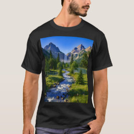 自然 山 水 水の流れ 木々 花 Tシャツ